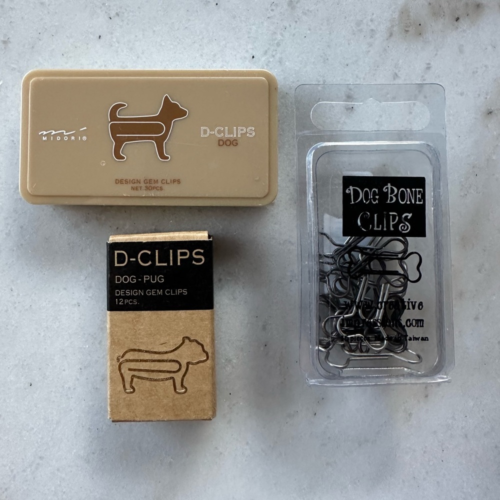 NWT 3 sets Midori Dog Design Gem Clips | Midori D Clips Dog | Dog Bone Paperclip